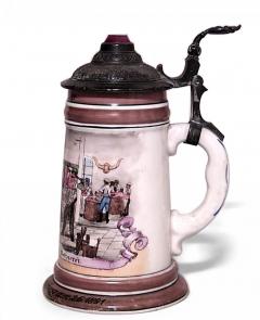 German Porcelain and Pewter Beer Stein - 4321300