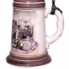 German Porcelain and Pewter Beer Stein - 4321303