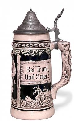 German Porcelain and Pewter Beer Stein - 4321307