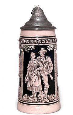 German Porcelain and Pewter Beer Stein - 4321308