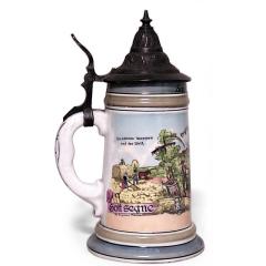 German Porcelain and Pewter Beer Stein - 4734382