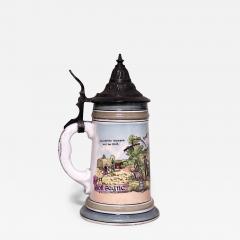 German Porcelain and Pewter Beer Stein - 4734456