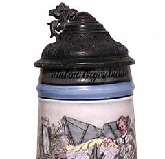 German Porcelain and Pewter Beer Stein - 4669782