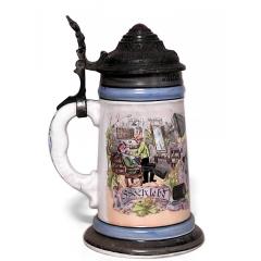 German Porcelain and Pewter Beer Stein - 4734383