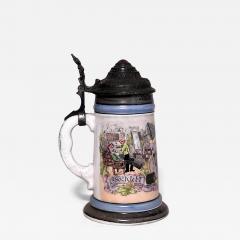 German Porcelain and Pewter Beer Stein - 4734484