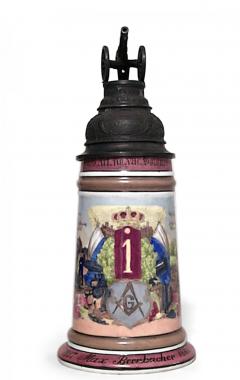 German Porcelain and Pewter Beer Stein - 4669785