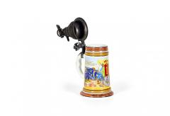 German Porcelain and Pewter Beer Stein - 4669793