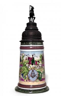 German Porcelain and Pewter Beer Stein - 4669797