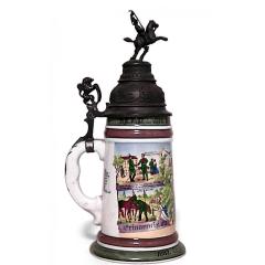 German Porcelain and Pewter Beer Stein - 4734385