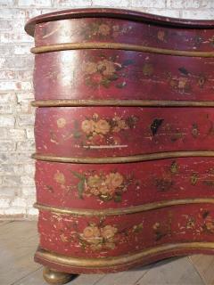 German Red Painted 18th Century Serpentine Front Commode - 3581953