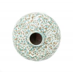 German Short Green and Tan Drizzle Ceramic Vase - 4199423
