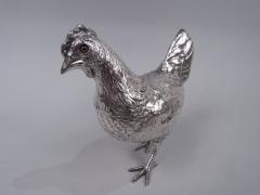 German Silver Barnyard Hen Spice Box with Funny Flouncy Tail - 3767298