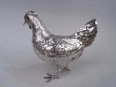 German Silver Barnyard Hen Spice Box with Funny Flouncy Tail - 3767299