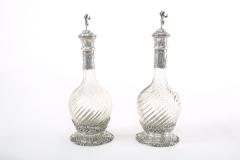 German Silver Mounted Cut Glass Pair Claret Jugs - 1948853