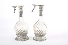 German Silver Mounted Cut Glass Pair Claret Jugs - 1948856