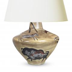 German Table Lamp with Cave Painting Design - 3496173
