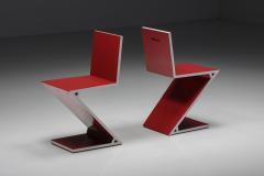 Gerrit Rietveld Gerrit Rietveld Red Laquer Zig Zag Chairs for Cassina - 2478893