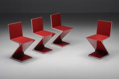 Gerrit Rietveld Gerrit Rietveld Red Laquer Zig Zag Chairs for Cassina - 2478907