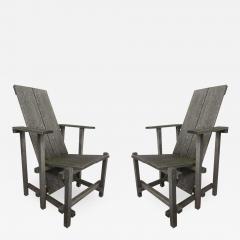 Gerrit Rietveld Pair of Modern Lounge Garden Chairs in the Style of Gerrit Rietveld - 1802996