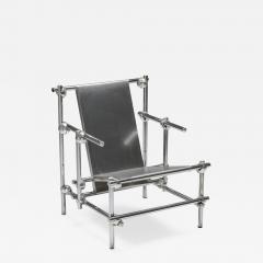 Gerrit Rietveld Postmodern Rietveld Style Chromed Metal Lounge Chair 1970s - 1312848