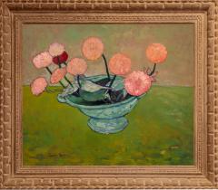 Gershon Benjamin Pink Zinnias in a Bowl  - 873597