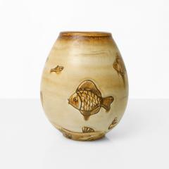 Gertrud Lonegren GERTRUD LONEGREN DESIGNED SCANDINAVIAN MODERN CERAMIC VASES WITH FISH - 2953315