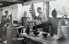 Gertrud Otto Natzler Otto Natzler and Gertrud Natzler Long Necked Cylindrical Bottle with Lip 1967 - 4546109