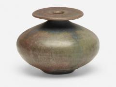 Gertrud Otto Natzler Otto Natzler and Gertrud Natzler Rare Form Round Bottle with Flange 1974 - 4544035
