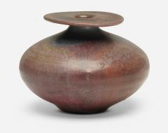 Gertrud Otto Natzler Otto Natzler and Gertrud Natzler Rare Form Round Bottle with Flange 1974 - 4544249