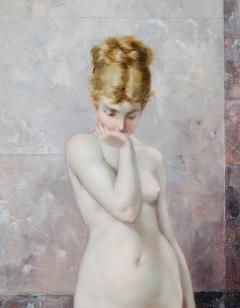 Geskel Saloman Apprehension 19th Century French Exhibition Oil Painting Nude Portrait - 2026407