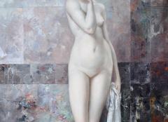 Geskel Saloman Apprehension 19th Century French Exhibition Oil Painting Nude Portrait - 2026408