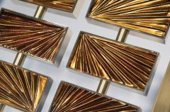 Ghir Studio Amber Screen Hand engraved Glass 24Kt Gold Brass Structure by Ghir Studio - 3217929