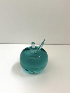 Ghir Studio Apple Unique Sculpture in Handmade Aquamarine Crystal by Ghir Studio - 3319746