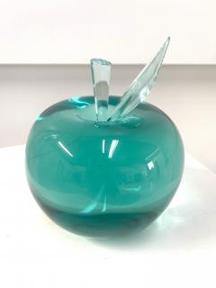 Ghir Studio Apple Unique Sculpture in Handmade Aquamarine Crystal by Ghir Studio - 3322361