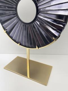 Ghir Studio Black Eye Hand engraved Glass Sculpture and Gold Brass by Ghir Studio - 3235763