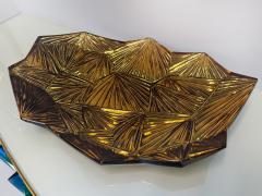 Ghir Studio Contemporary Amber Artistic Bowl Amber and Gold Crystal by Ghir Studio - 4202155