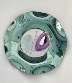 Ghir Studio Contemporary Undulate Handmade Gold Crystal Mirror Dia 40 by Ghir Studio - 3387826