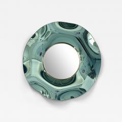 Ghir Studio Contemporary Undulate Handmade Gold Crystal Mirror Dia 40 by Ghir Studio - 4296926