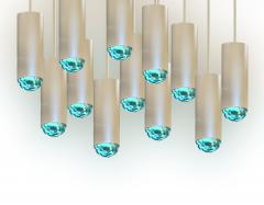 Ghir Studio Contemporary White Brass Pendant with Handmade Crystal Gem By Ghir Studio - 3233674