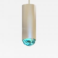 Ghir Studio Contemporary White Brass Pendant with Handmade Crystal Gem By Ghir Studio - 3272398