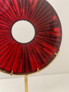 Ghir Studio Eye Red Sculpture Hand Engraved Glass polished Brass by Ghir Studio - 4202135