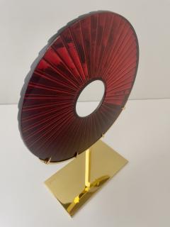Ghir Studio Eye Red Sculpture Hand Engraved Glass polished Brass by Ghir Studio - 4202139