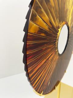 Ghir Studio Eye Sculpture Amber Glass D 40cm Gold plated Brass structure by Ghir Studio - 3217856