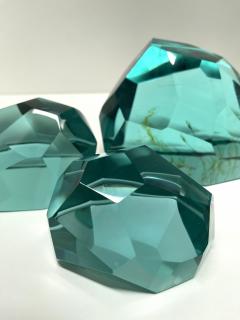 Ghir Studio Gems Set of Three Aquamarine Crystal Sculptures by Ghir Studio - 3233617