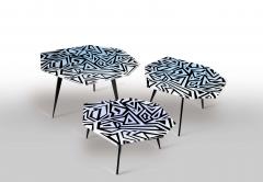 Ghir Studio Graffito Set of Three Coffee Tables Black and White by Ghir Studio - 3312283
