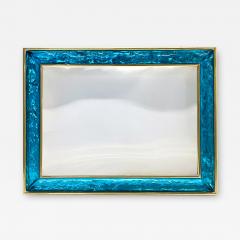 Ghir Studio Hand Sculpted Blue Glass Picture Frame with Polished Brass by Ghir Studio - 3531190