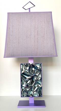 Ghir Studio Pixel Set of Two Table Lamp Handmade Glass and Purple Brass by Ghir Studio - 3252531