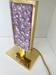 Ghir Studio Set of Two Table Lamps Hand engraved pink Glass and Brass by Ghir Studio - 3933697