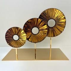 Ghir Studio Three Eyes Sculpture Amber Glass and 24Kt Gold Plated Brass by Ghir Studio - 3214843