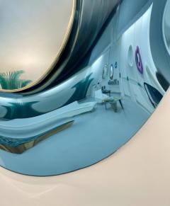 Ghir Studio Undulate Handmade Celestial Blue Crystal Mirror DIA 39 37 by Ghir Studio - 3460621
